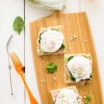 Poached eggs, pancetta and spinach toast