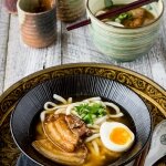 Stewed pork belly with udon
